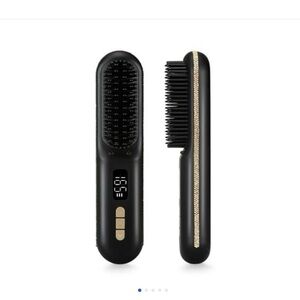 Sleek Black and Gold Hair Straightening Brush